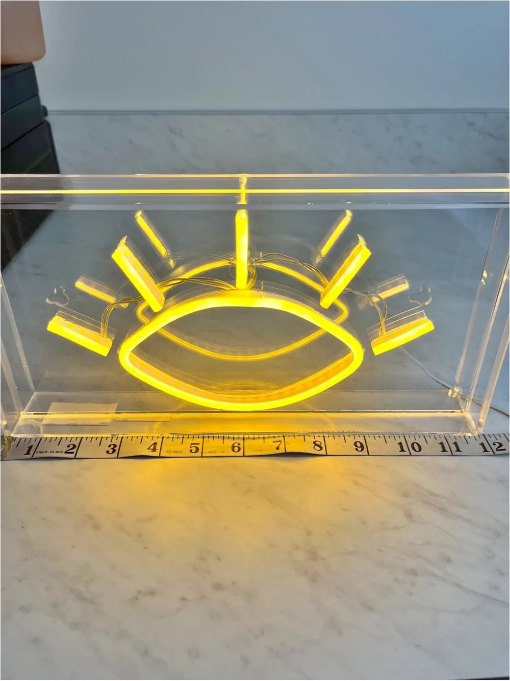 Modern Boho Yellow Evil Eye LED Neon Sign Acrylic Box USB Powered Decor